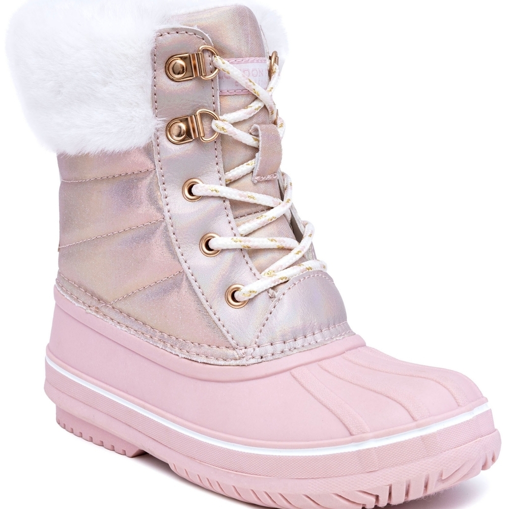 London Fog Little Girls Bridger Cold Weather Lace up Boots - Rose Gold - Picture 1 of 9